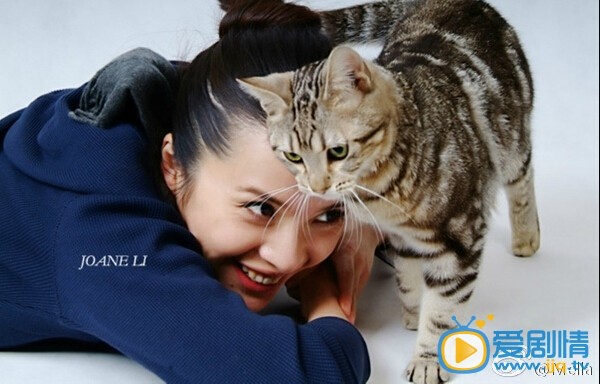 李佳和猫合影照 李佳高清写真_李佳高清剧照