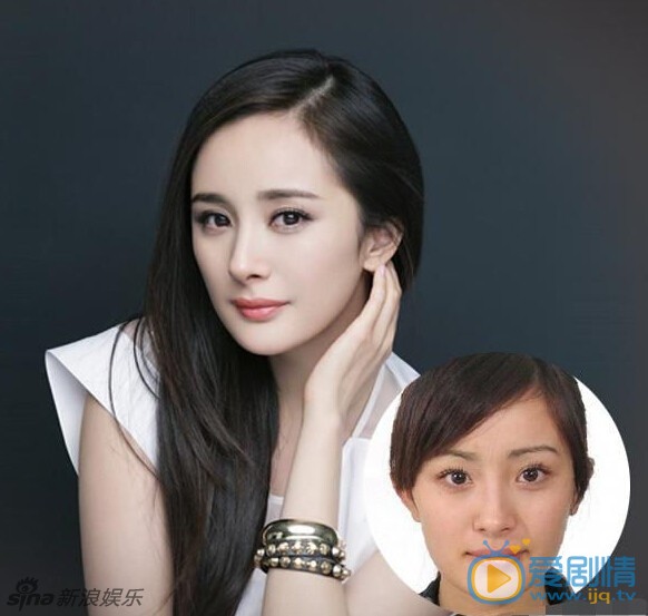 杨幂和男子贴面热聊，亲自涂口红尽显妩媚。盘点当红女星素颜证件照对比