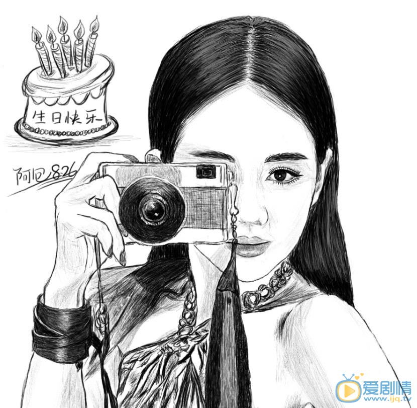 张定涵手绘素描照 张定涵高清写真_张定涵高清剧照
